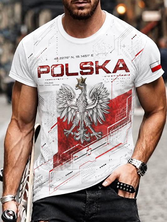 Męska koszulka z krótkim rękawem Tech-Style Eagle Print