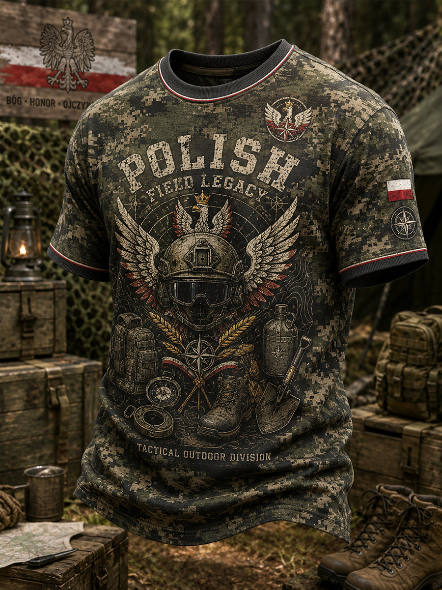Męska koszulka z krótkim rękawem Retro Military Element Print