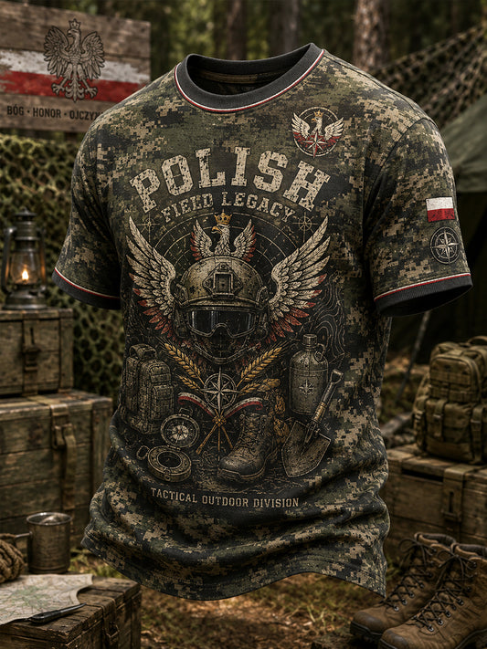 Męska koszulka z krótkim rękawem Retro Military Element Print