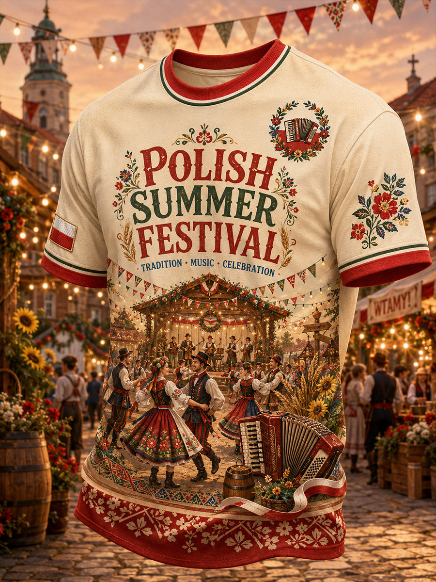 Męska koszulka z krótkim rękawem z nadrukiem Holiday Celebration