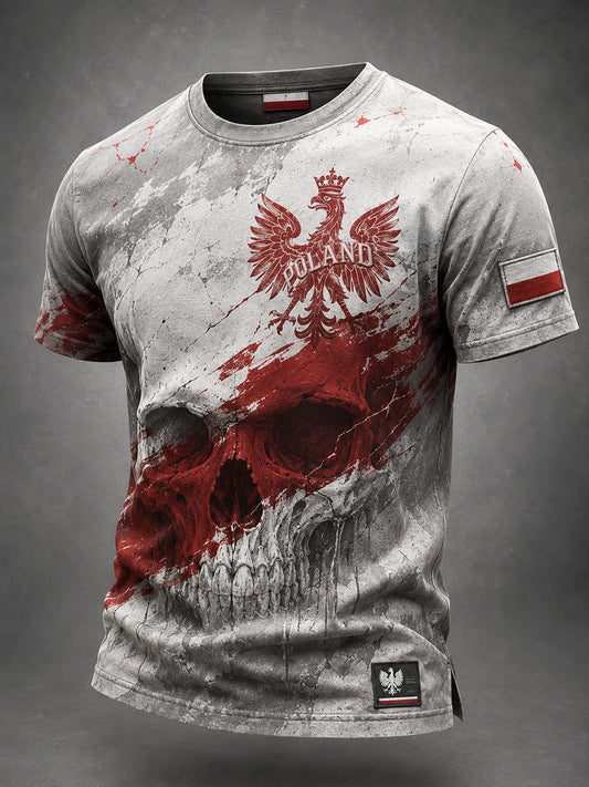 Męska koszulka w stylu retro z polskim nadrukiem artystycznym