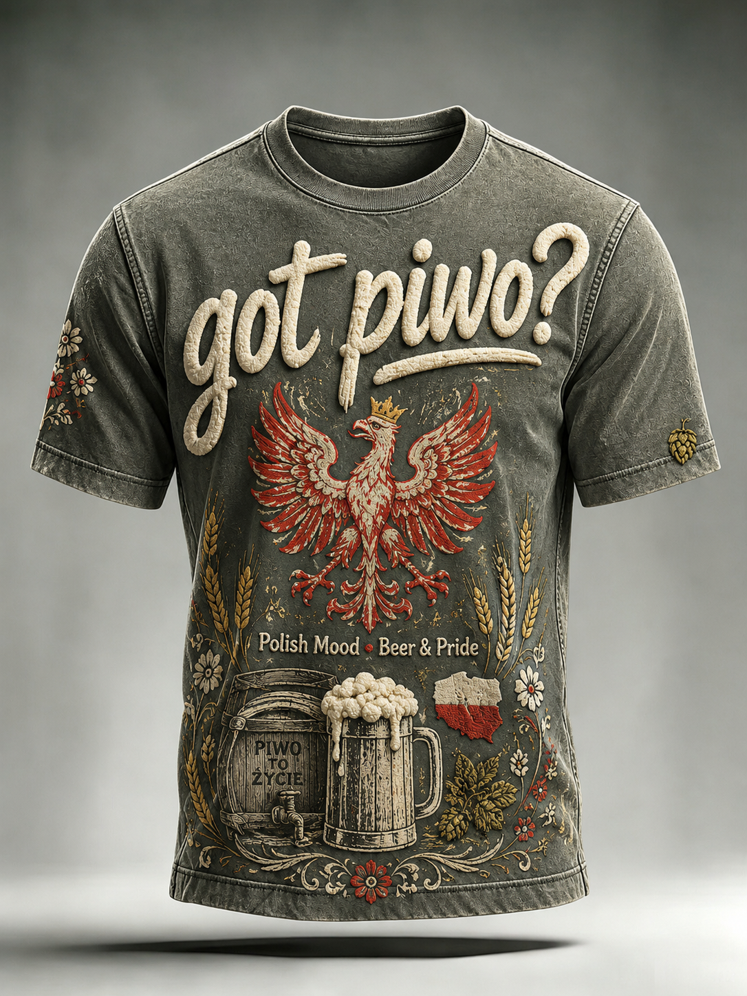 Męski t-shirt z krótkim rękawem z Polską