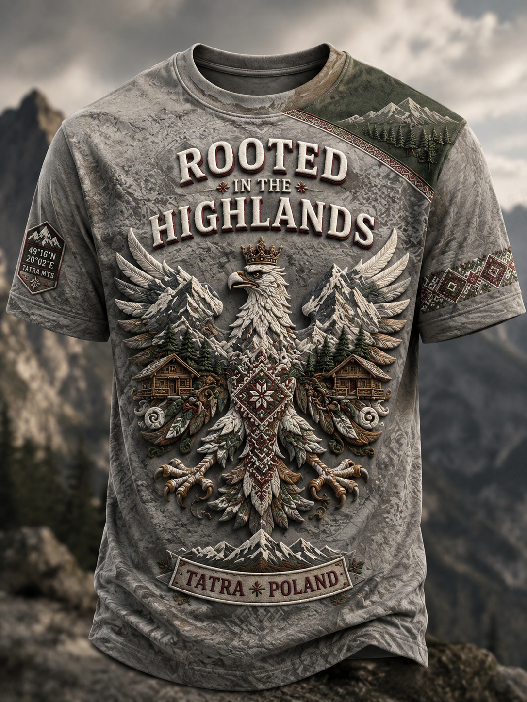 Męski t-shirt z krótkim rękawem z Polską