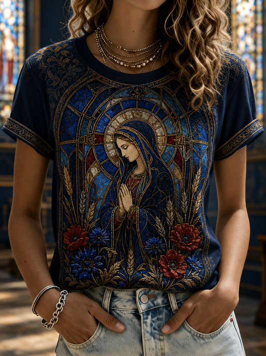 Damski t-shirt z krótkim rękawem z motywem Wniebowzięcia Najświętszej Maryi Panny