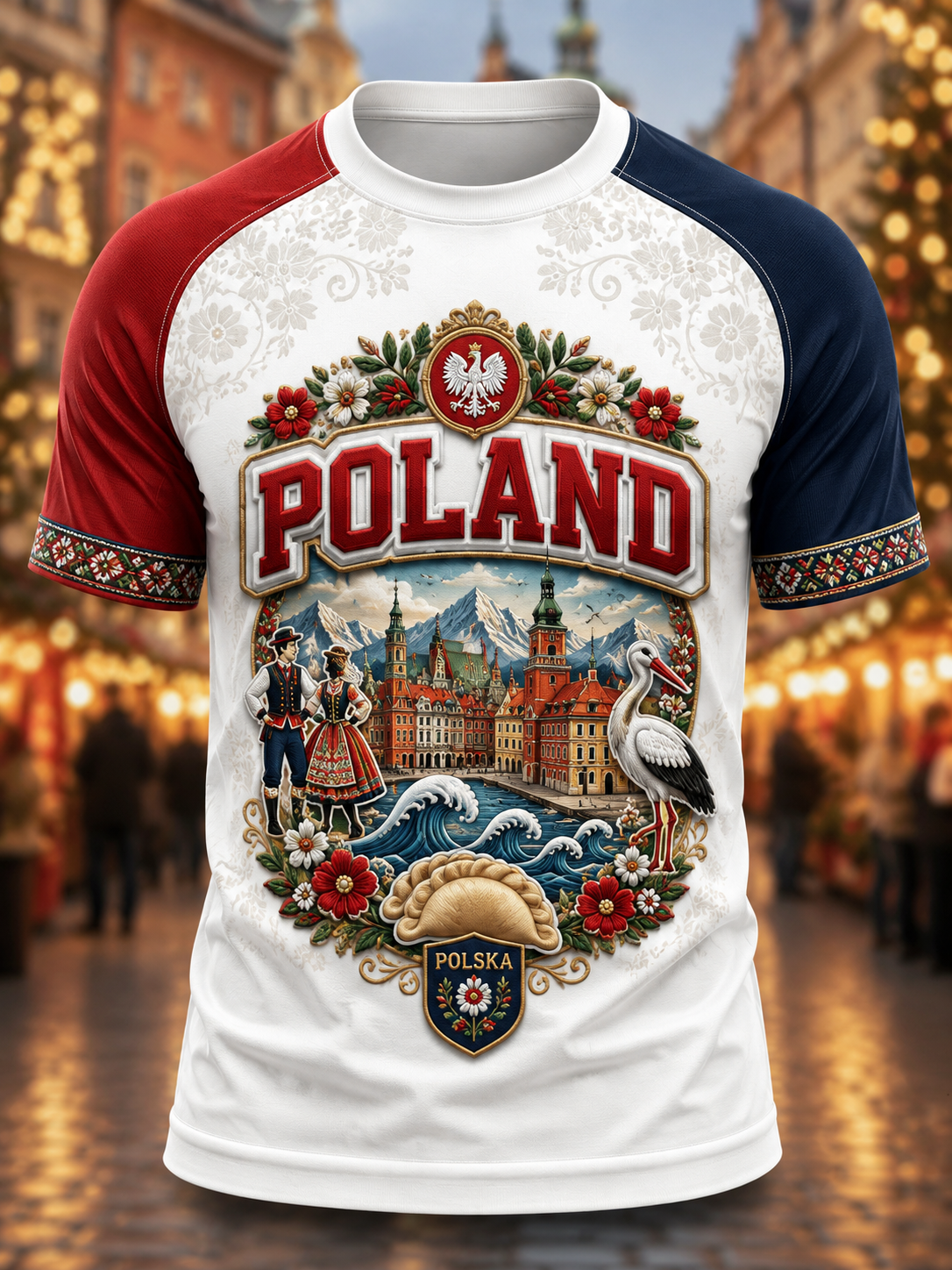 Męski polski t-shirt wakacyjny z krótkim rękawem