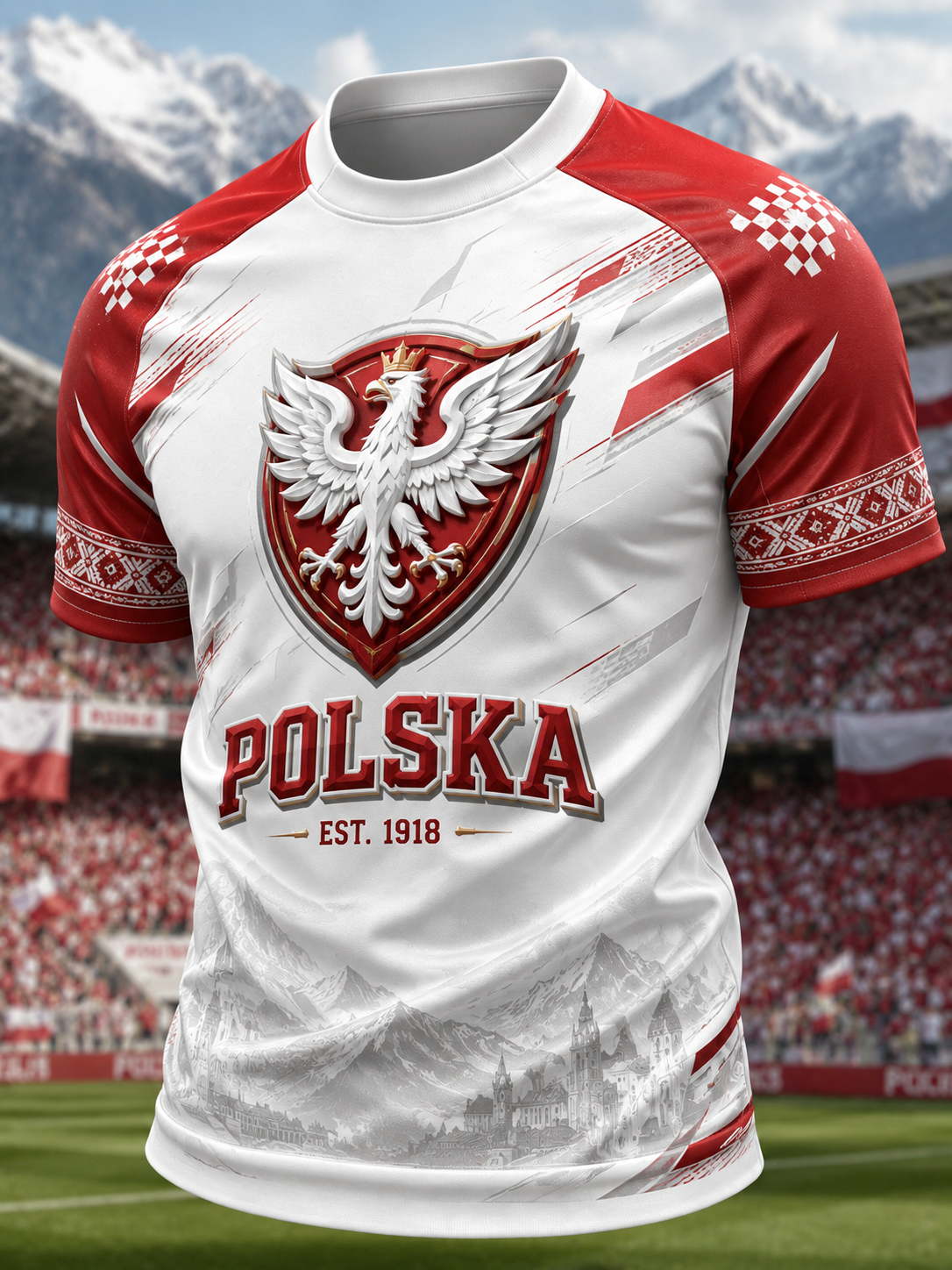 Męski t-shirt z krótkim rękawem z Polską
