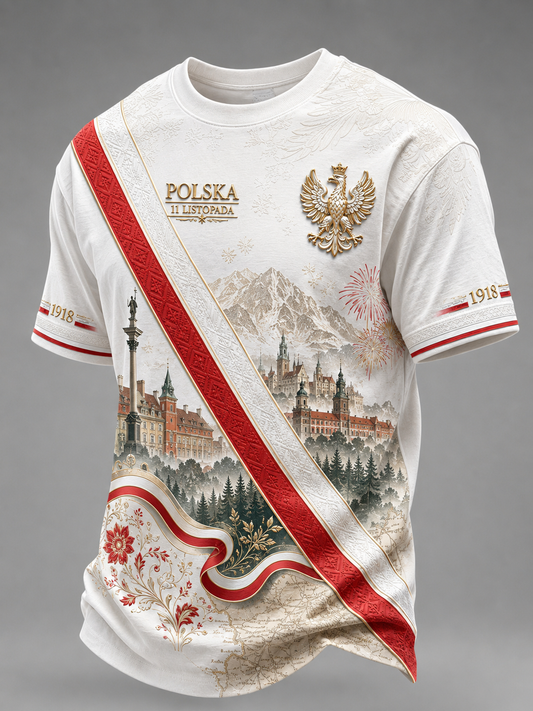 Męski T-shirt z krótkim rękawem z okazji Dnia Niepodległości Polski
