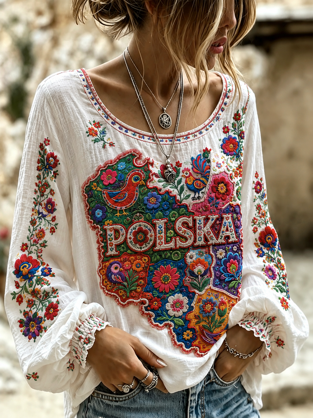 Damska koszula polska z bawełny i lnu