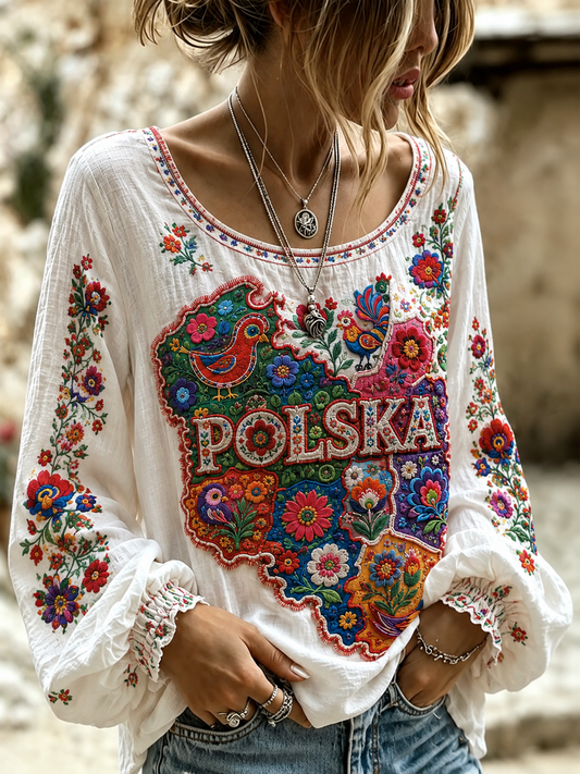 Damska koszula polska z bawełny i lnu