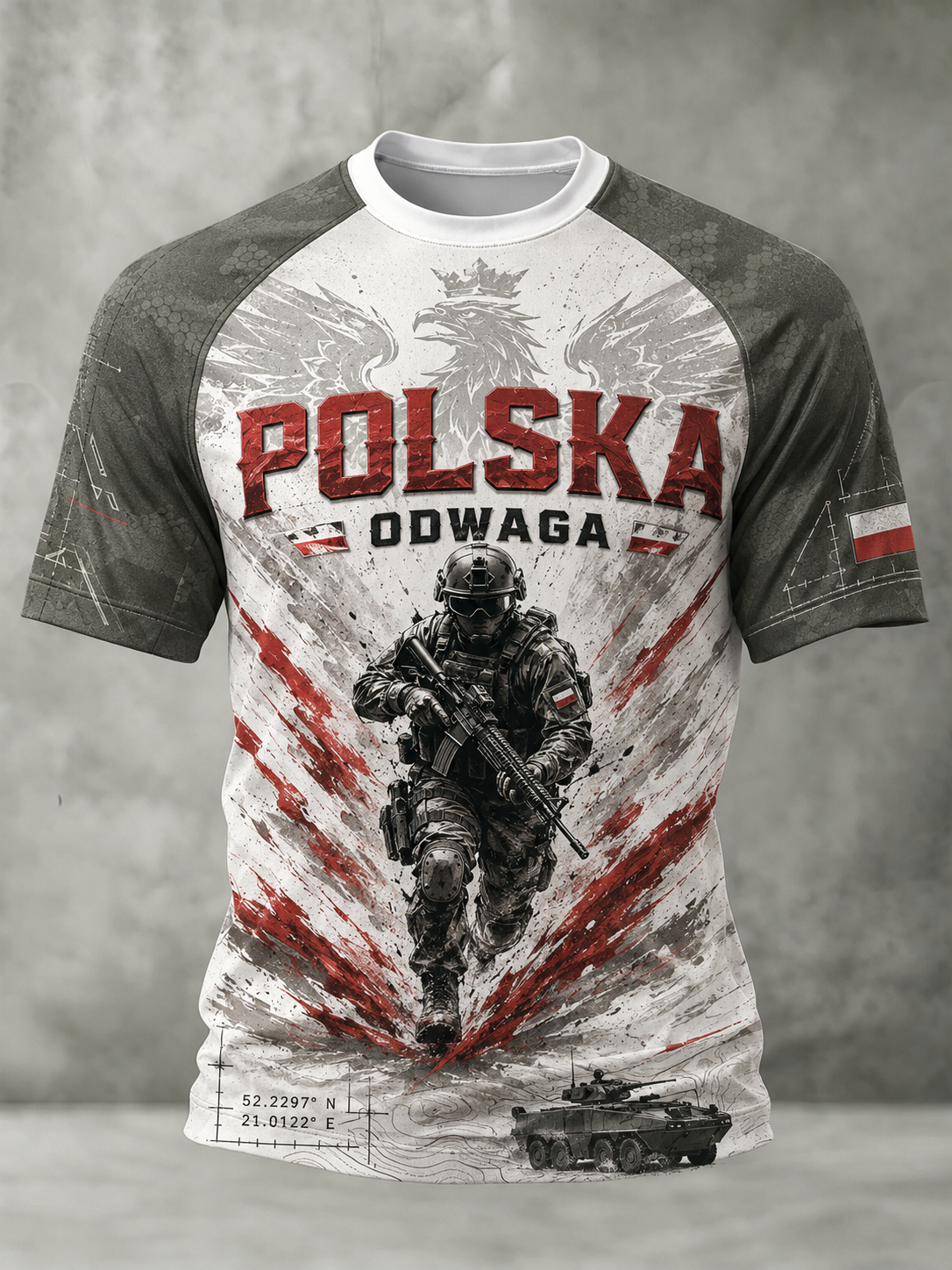 Męski t-shirt wojskowy polskich sił zbrojnych z krótkim rękawem