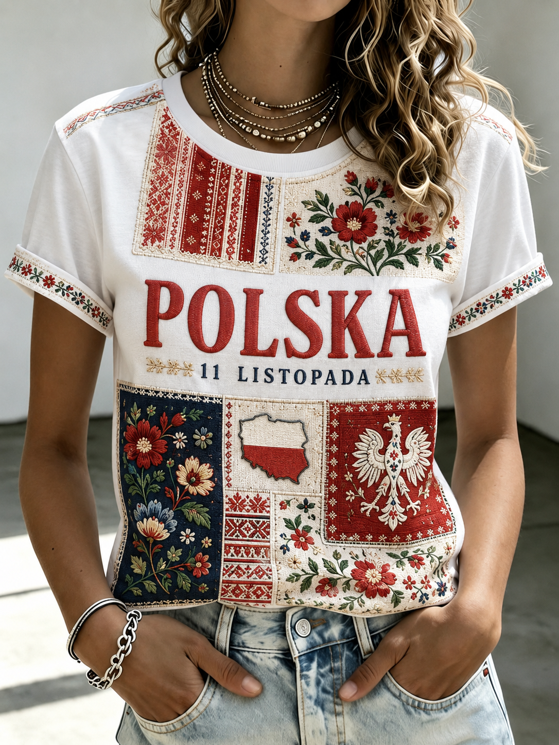 Damski t-shirt z krótkim rękawem z okazji Dnia Niepodległości Polski