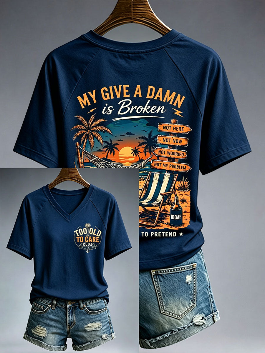 Koszulka damska z napisem „My Give A Damn Is Broken”