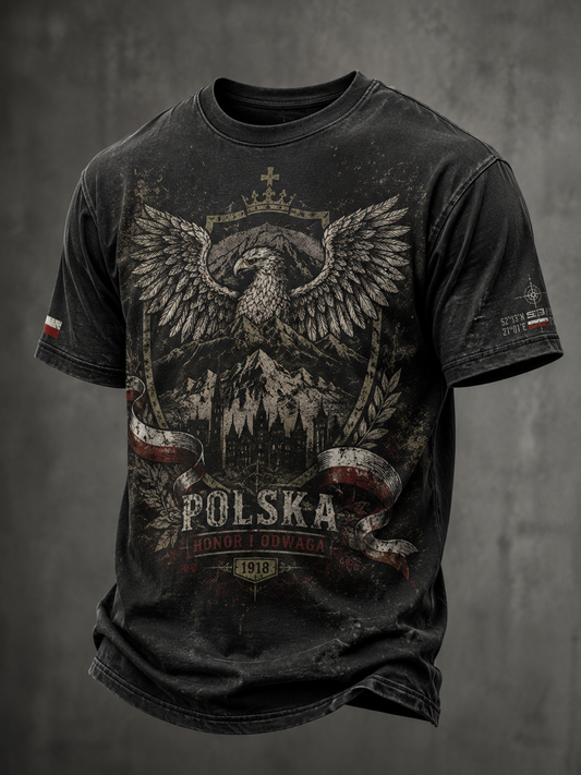 Męski t-shirt wojskowy polskich sił zbrojnych z krótkim rękawem