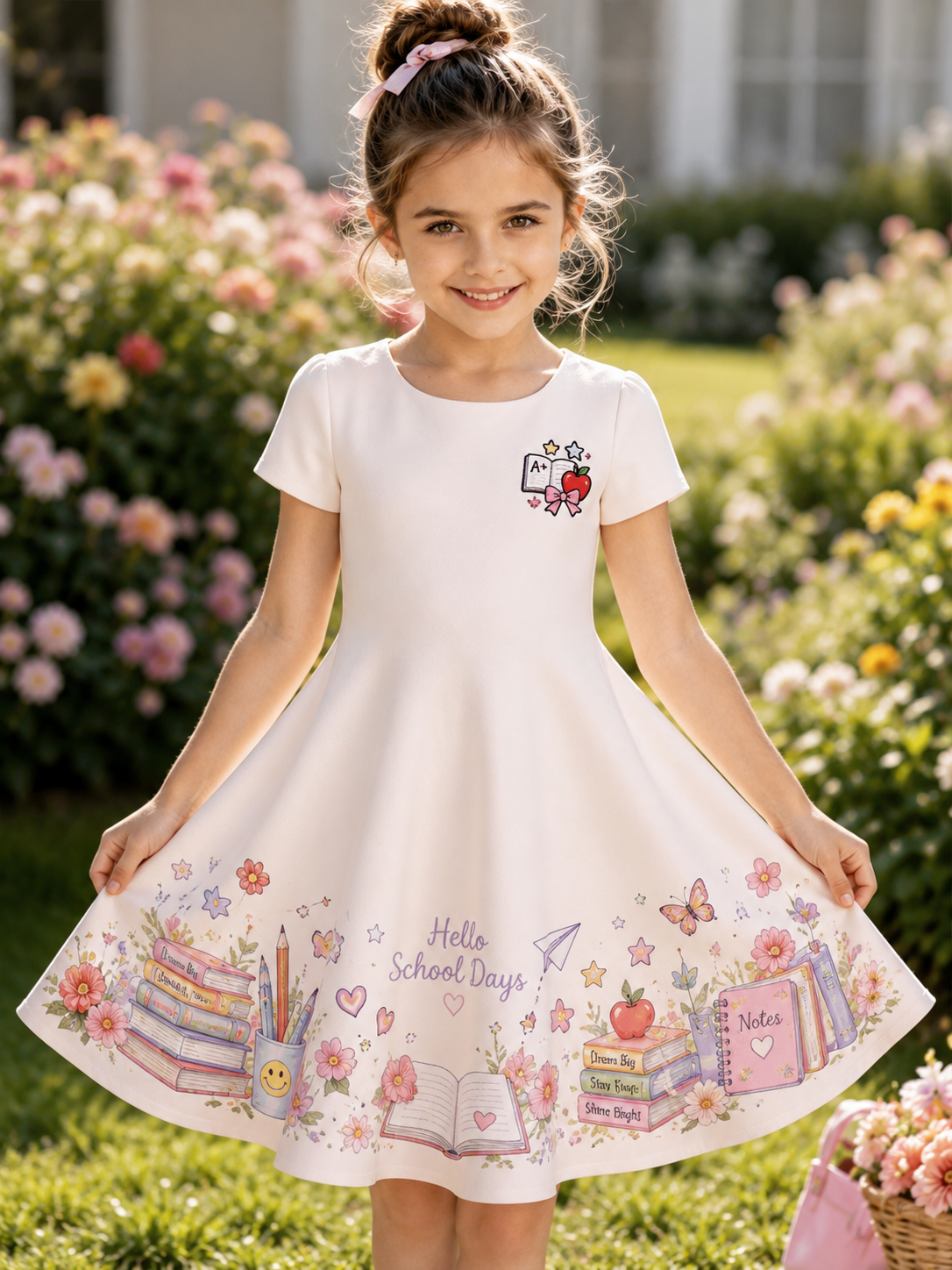 Wejście do szkoły dla dzieci w sezonie Art Print Casual Dress