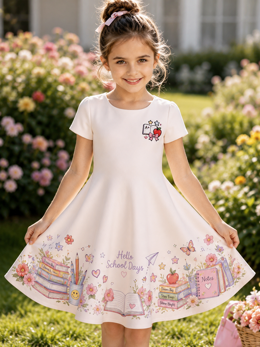Wejście do szkoły dla dzieci w sezonie Art Print Casual Dress