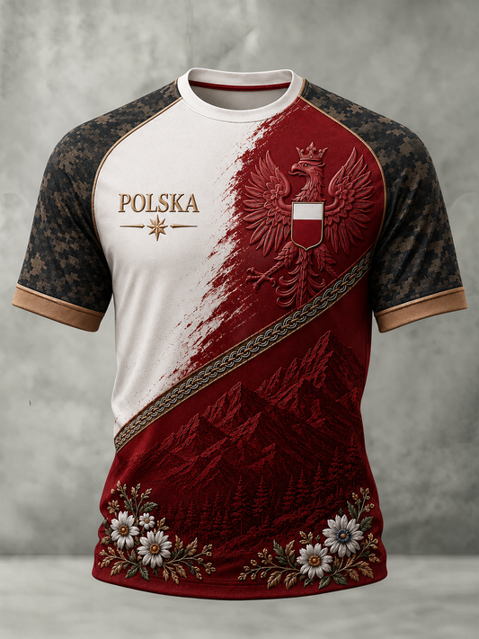 Męski t-shirt z krótkim rękawem z Polską