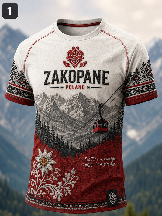 Męski t-shirt z krótkim rękawem, polski festiwal ludowy górski w Zakopanem