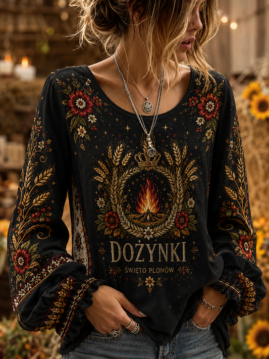 Koszula lniano-bawełniana na Dożynki Kobiece