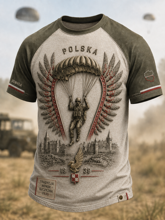 Męski t-shirt wojskowy polskich sił zbrojnych z krótkim rękawem