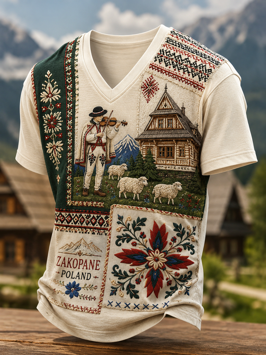 Koszulka męska z dekoltem w serek na Zakopane Mountain Folk Festival