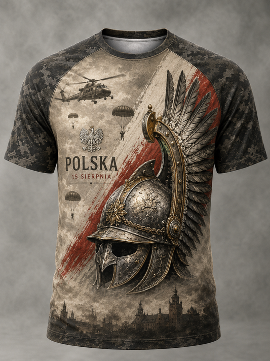 Męski t-shirt wojskowy polskich sił zbrojnych z krótkim rękawem