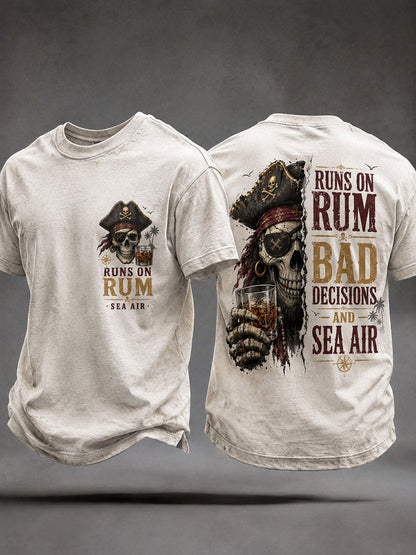 Męskie koszulki „ Runs On Rum, Bad Decisions i Sea Air”