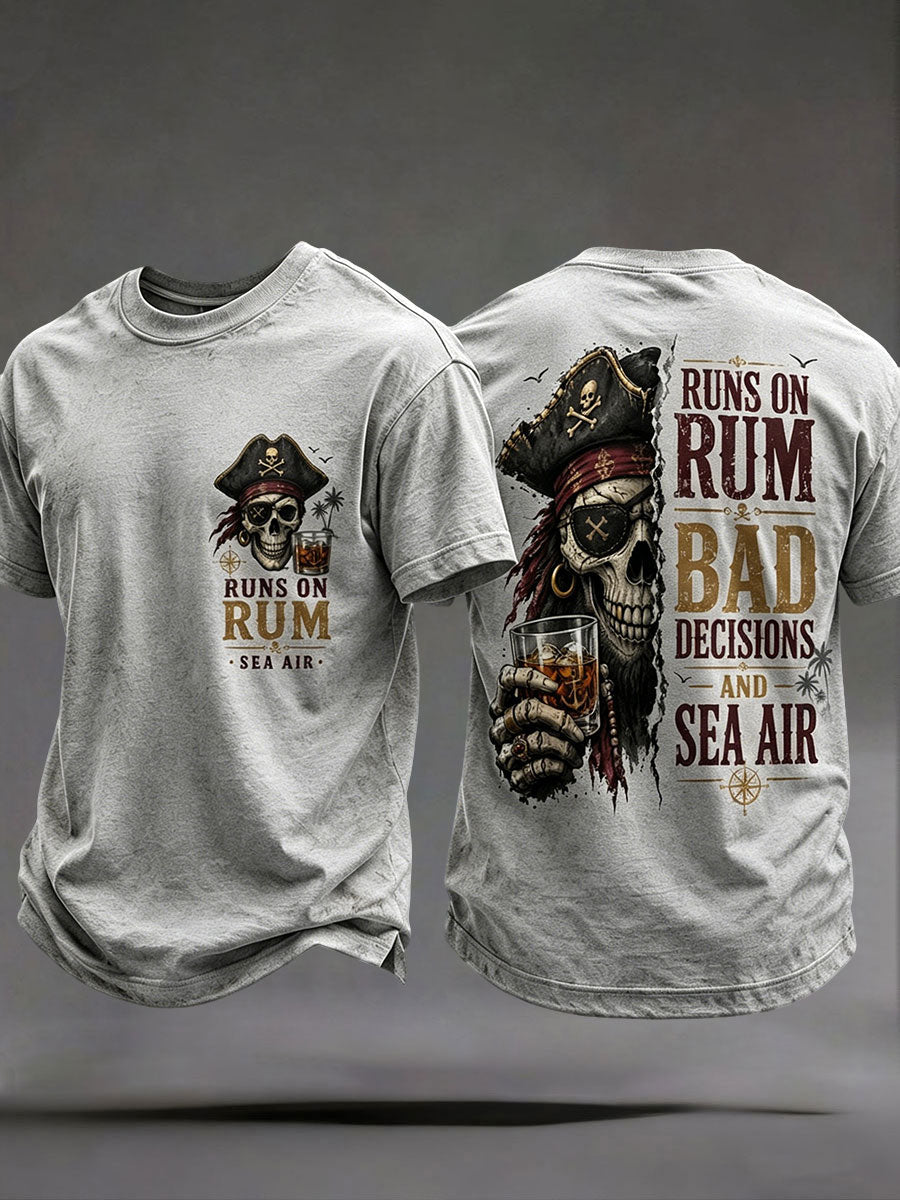 Męskie koszulki „ Runs On Rum, Bad Decisions i Sea Air”
