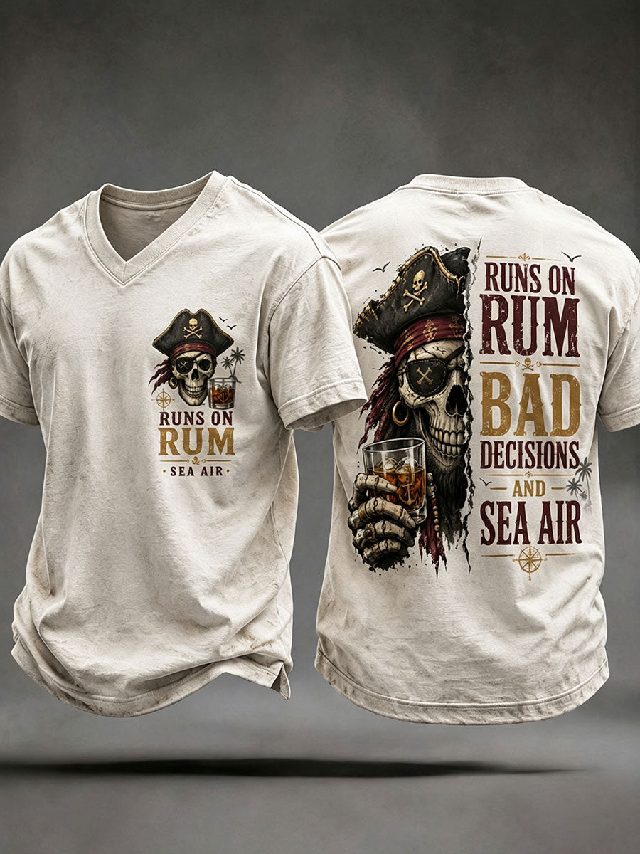 Męskie koszulki „ Runs On Rum, Bad Decisions and Sea Air”