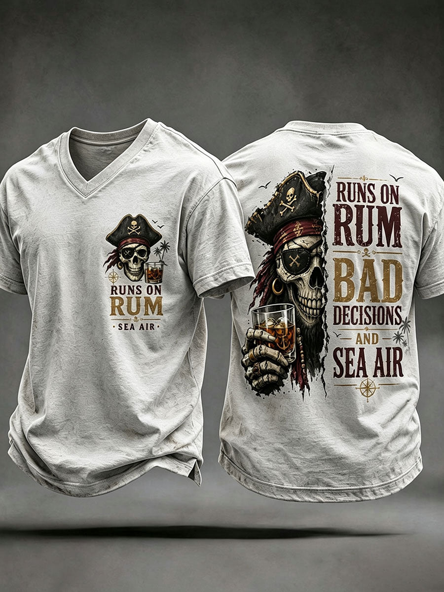 Męskie koszulki „ Runs On Rum, Bad Decisions and Sea Air”