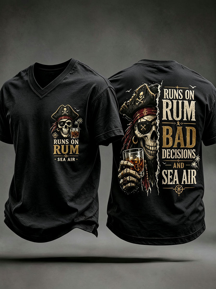 Męskie koszulki „ Runs On Rum, Bad Decisions and Sea Air”