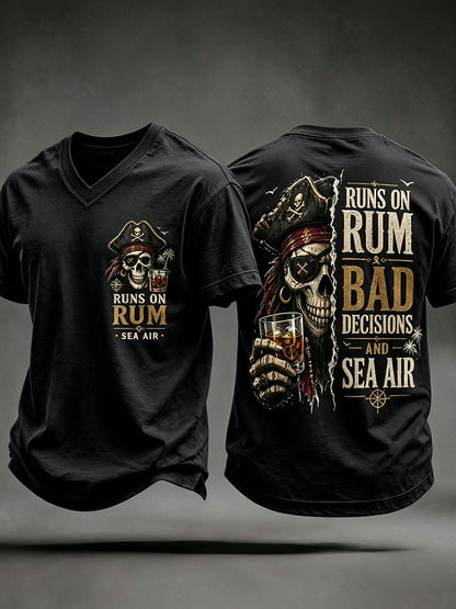 Męskie koszulki „ Runs On Rum, Bad Decisions and Sea Air”