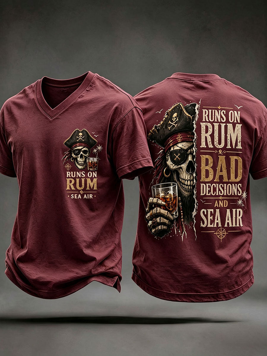 Męskie koszulki „ Runs On Rum, Bad Decisions and Sea Air”