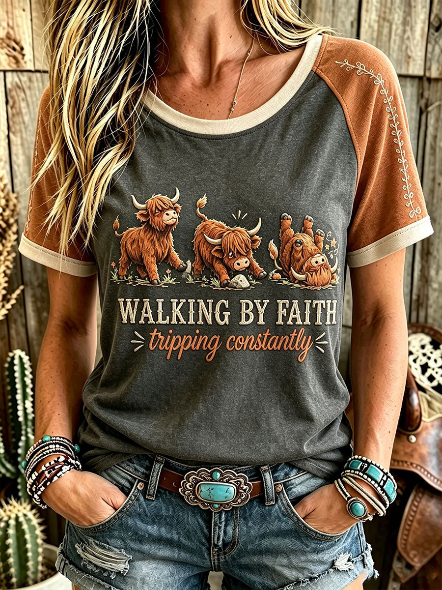 Damska koszulka Walking By Faith Tripping Stale