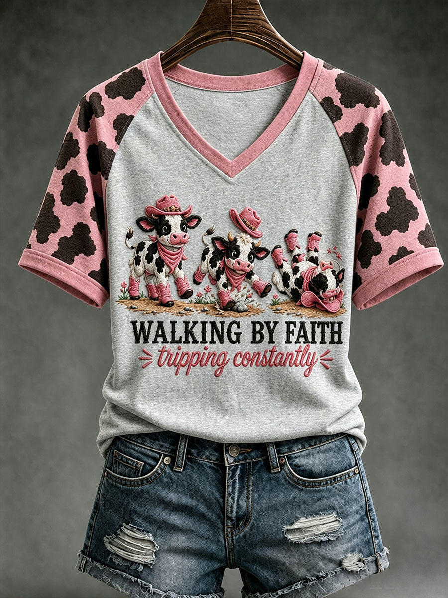 Damska koszulka Walking By Faith Tripping Contly