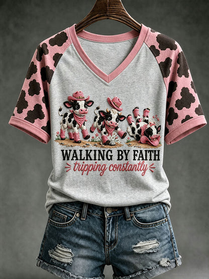 Damska koszulka Walking By Faith Tripping Contly