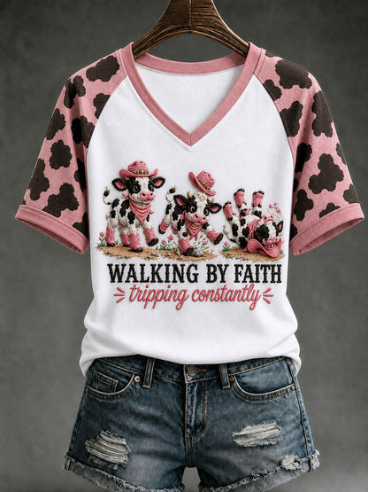 Damska koszulka Walking By Faith Tripping Contly