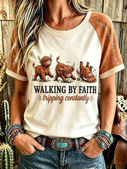 Damska koszulka Walking By Faith Tripping Stale