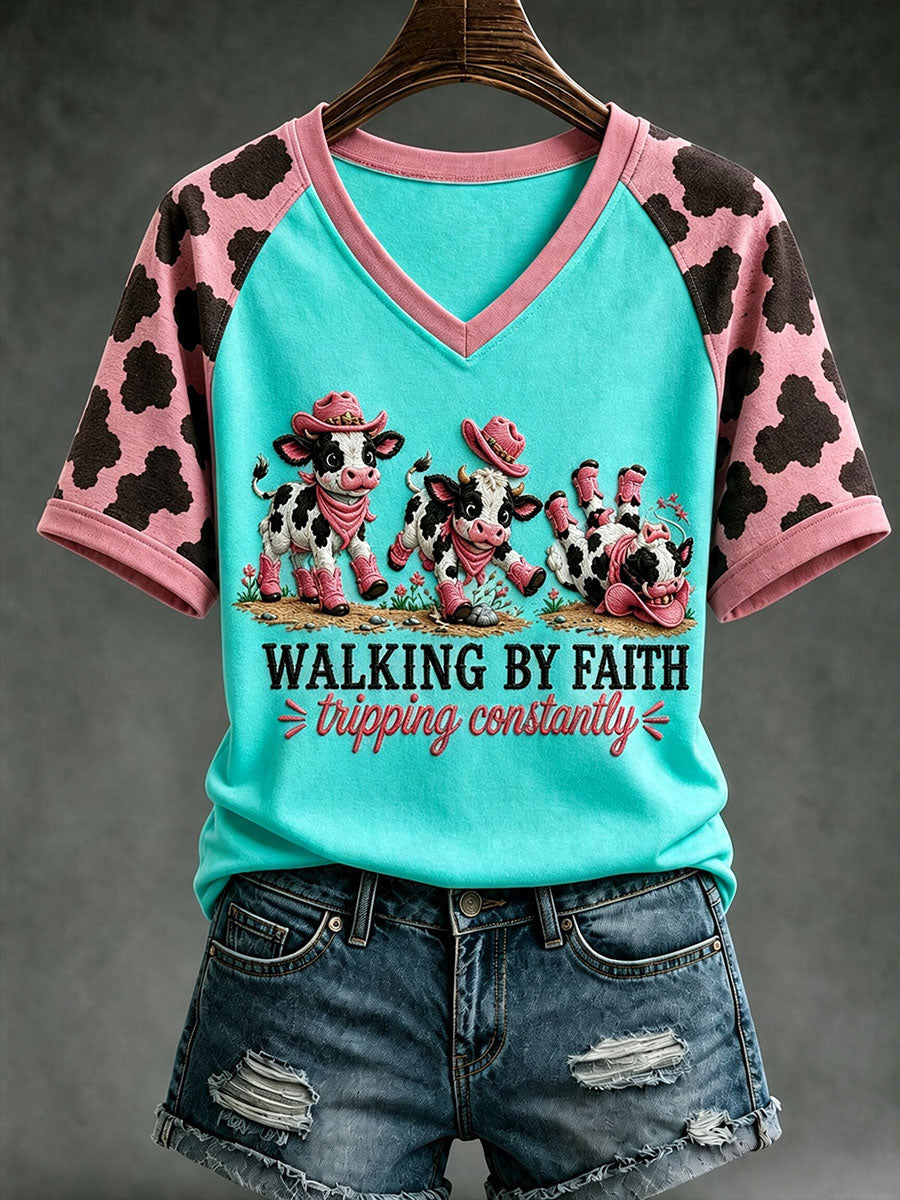 Damska koszulka Walking By Faith Tripping Contly