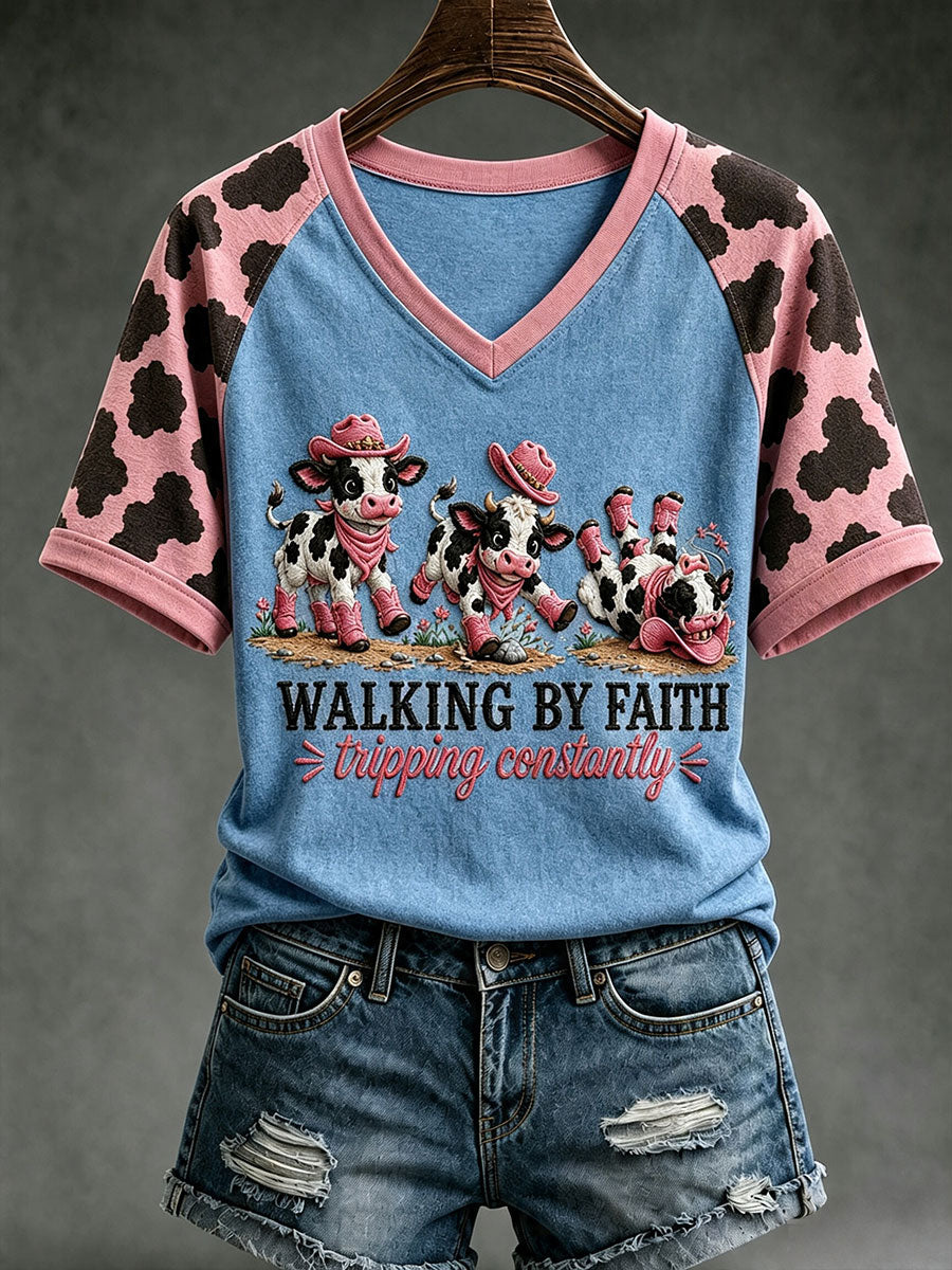 Damska koszulka Walking By Faith Tripping Contly