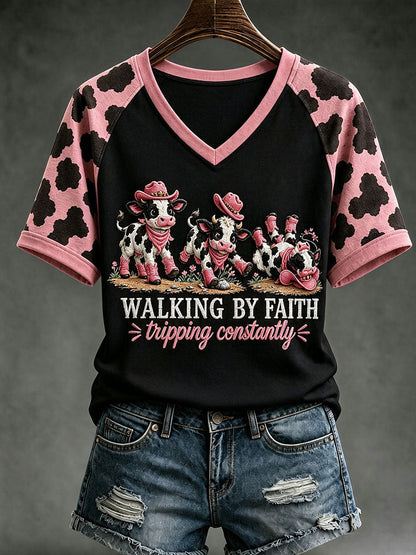 Damska koszulka Walking By Faith Tripping Contly