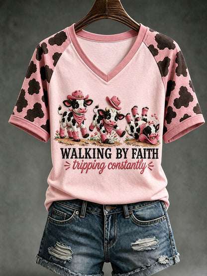 Damska koszulka Walking By Faith Tripping Contly