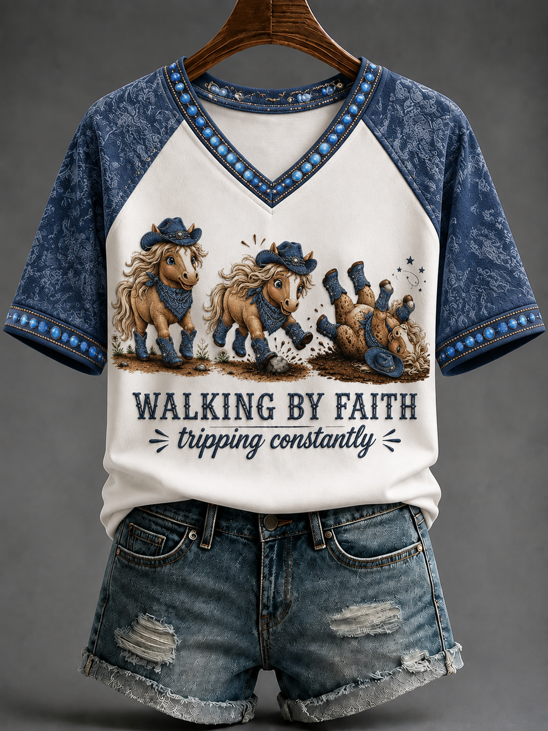 Damski t-shirt na co dzień z dekoltem w kształcie litery V, odkrytymi ramionami i krótkimi rękawami