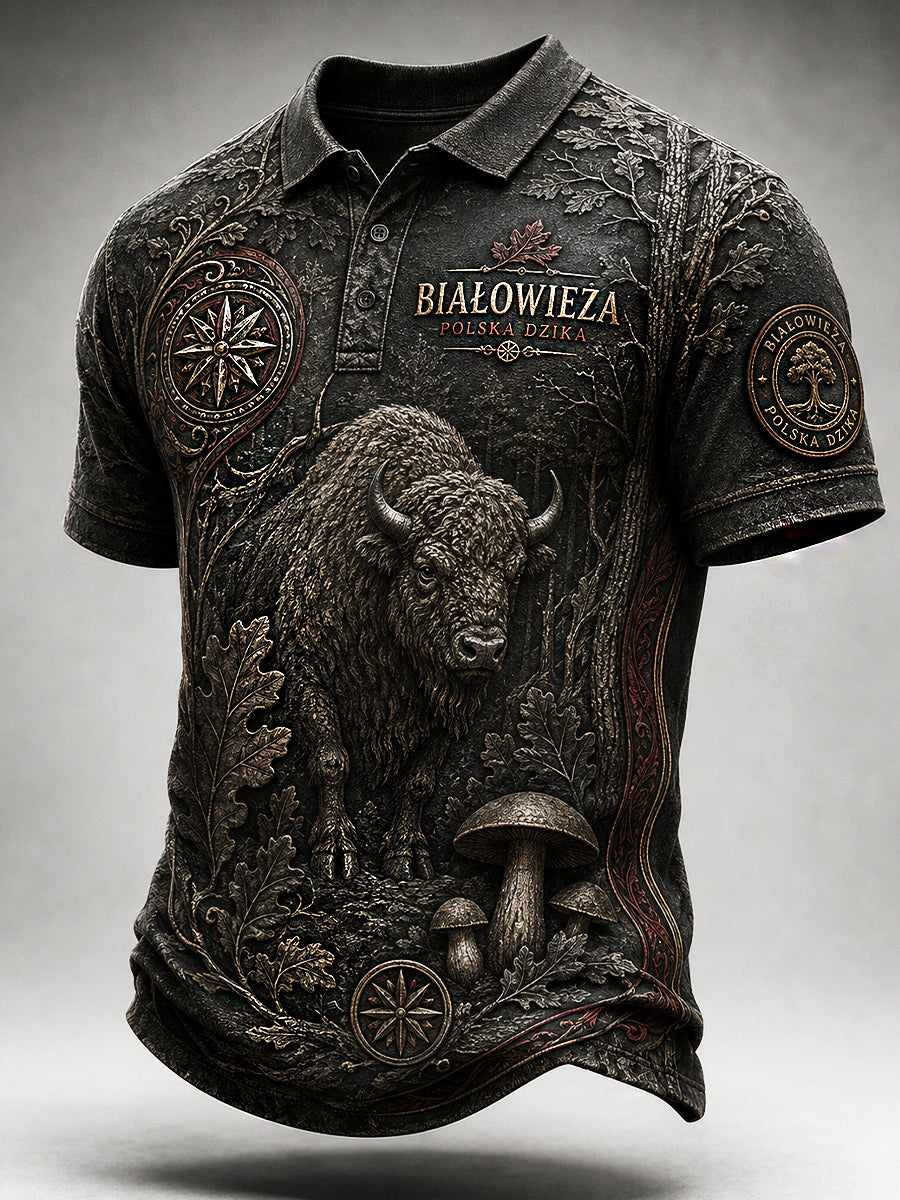 Casualowa koszulka polo z polskim nadrukiem w stylu vintage