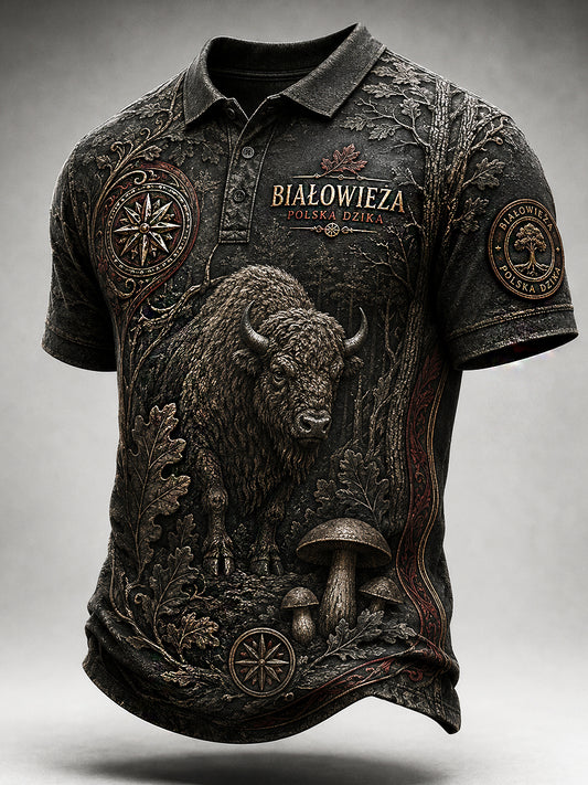 Casualowa koszulka polo z polskim nadrukiem w stylu vintage