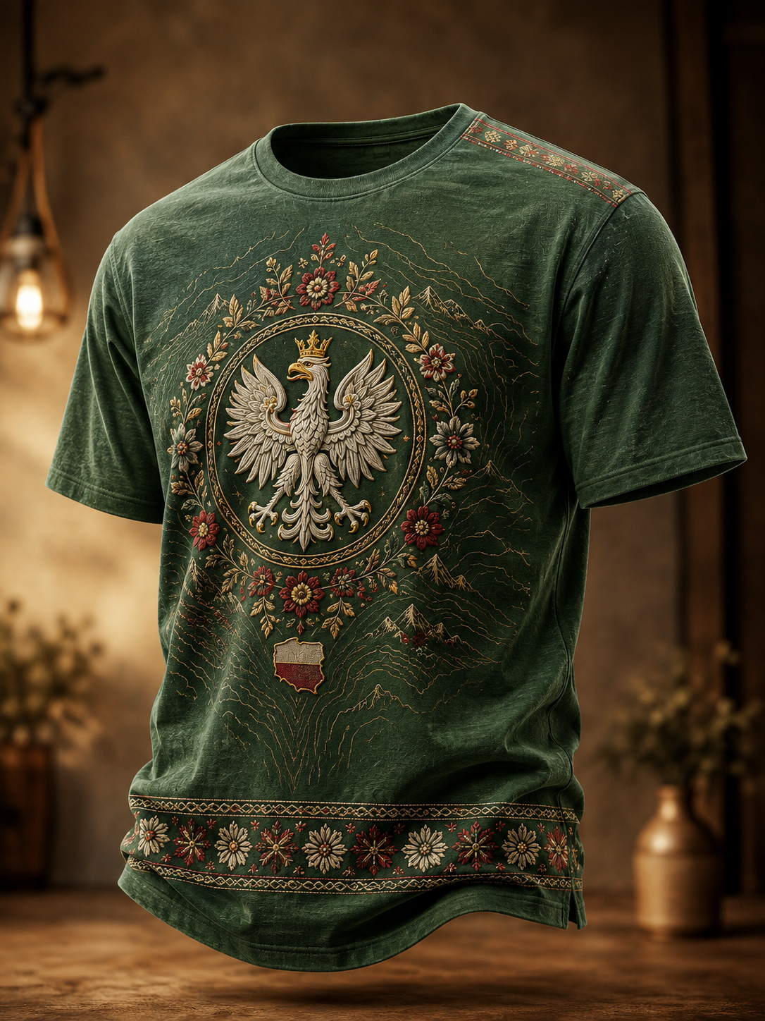 Męski t-shirt z krótkim rękawem z Polską