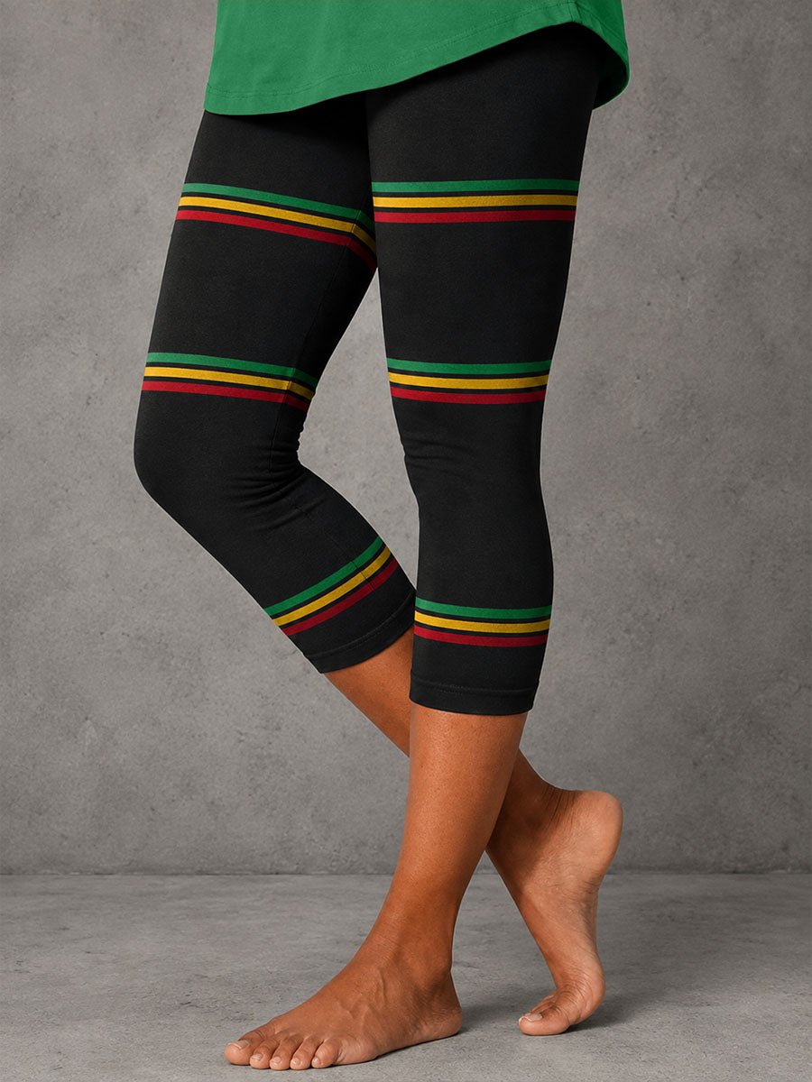 Damskie legginsy stretch inspirowane reggae