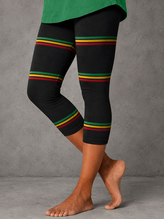 Damskie legginsy stretch inspirowane reggae