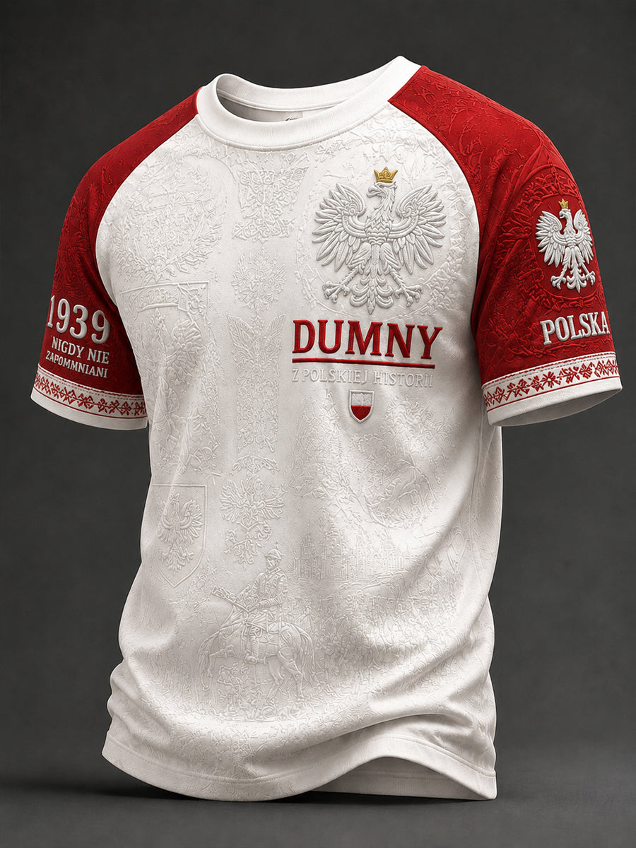 Stary, polski t-shirt na co dzień z motywem dumy orła