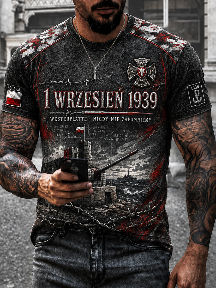Stary polski koszulka pamiątkowa dla weteranów z 1939 roku, na co dzień