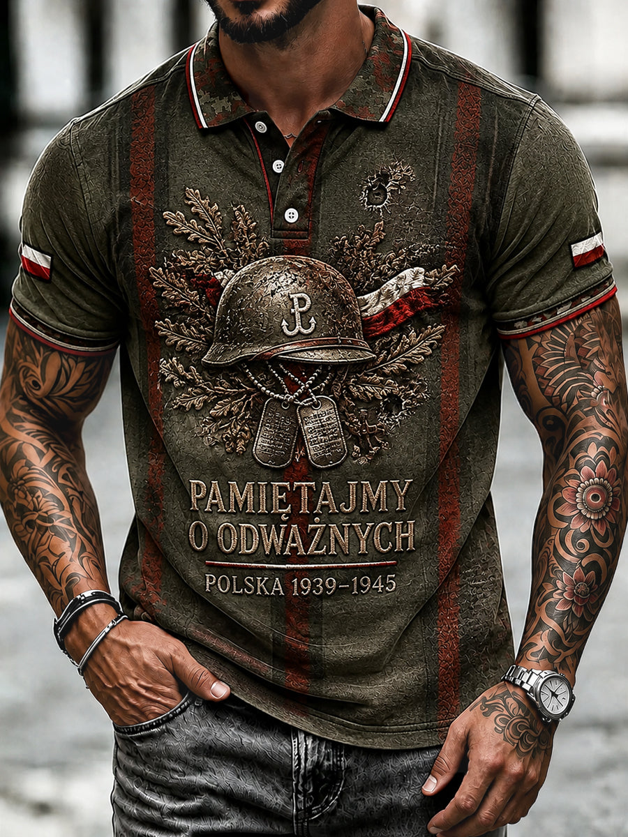 Vintage Polski Weteran Pamiątkowy 1939 Casual Koszulka polo